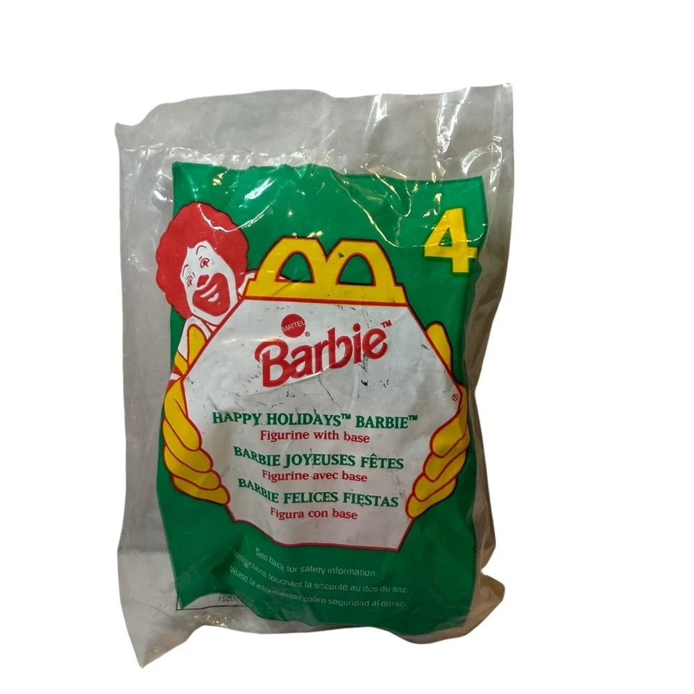 Vintage 1996 McDonalds Happy‎ Meal Happy Holidays Barbie Figurine Toy 4 Sealed